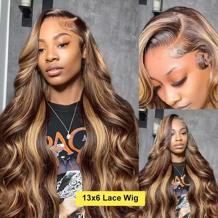 Highlight P4 27 Body Wave Wig 13x4 13x6 HD Transparent Lace 200 Density Pre Plucked Hairline Soft Smooth Texture Elegant Ombre Color For Daily Styling Khamik Shop Online