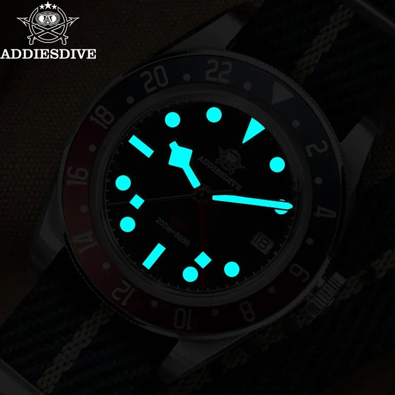 ADDIESDIVE Reloj Hombre Men Watches 20Bar Diving BGW9 Luminous AD2044 Swiss Ronda 515-24H GMT Watch Quartz Watch Khamik Shop Online