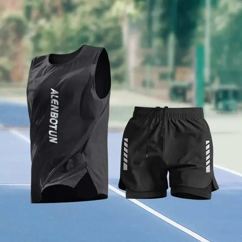 Men Running Sports Set Summer New Arrival Marathon Training Fitness Outfits Professional Quick Dry Basketball Tank Top And Short Khamik Shop Online