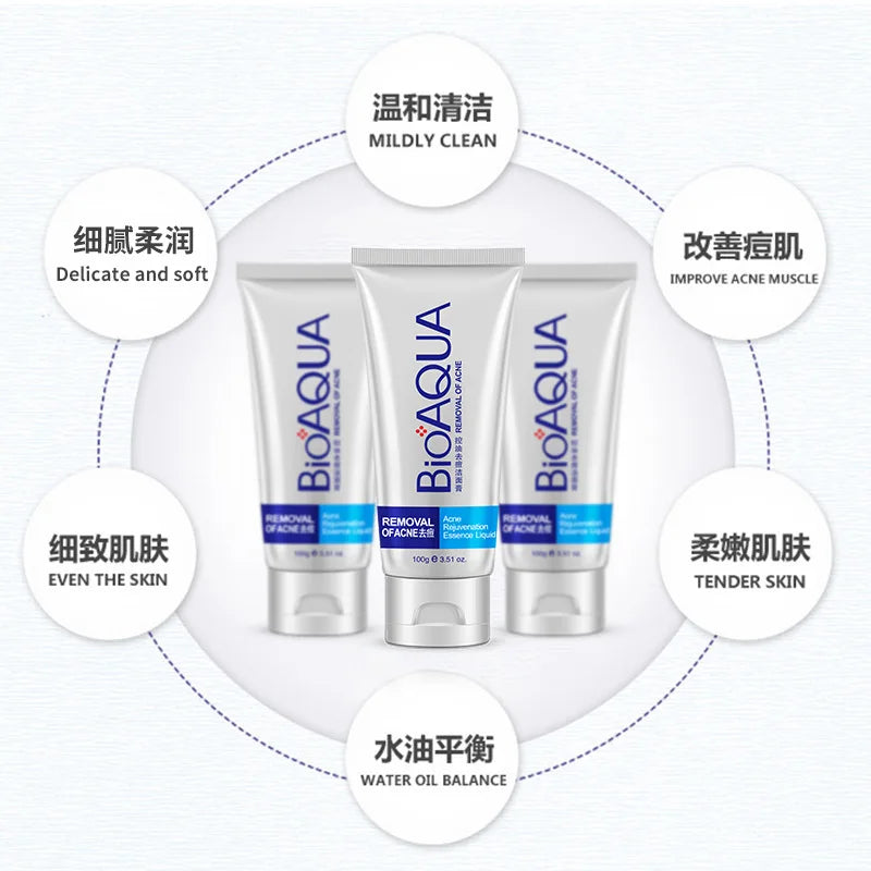 BIOAQUA Facial Cleanser anti Wrinkle Face Wash Foam Skincare Face Cleanser anti Acne Blackhead Remover Moisturizing Skin Care