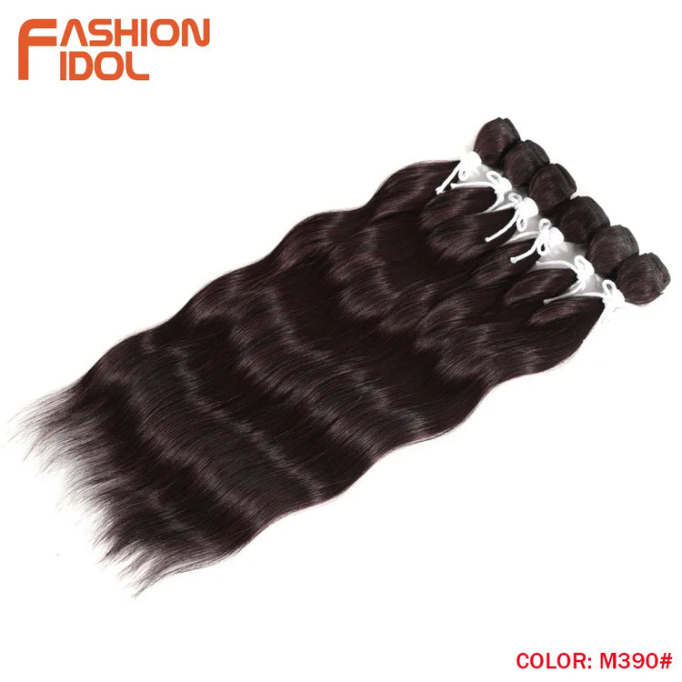 FASHION IDOL Water Wave Hair Bundles Synthetic Hair Extensions Ombre Blonde Hair Weave Bundles 6pcs 20" High Temperature Fiber Khamik Shop Online