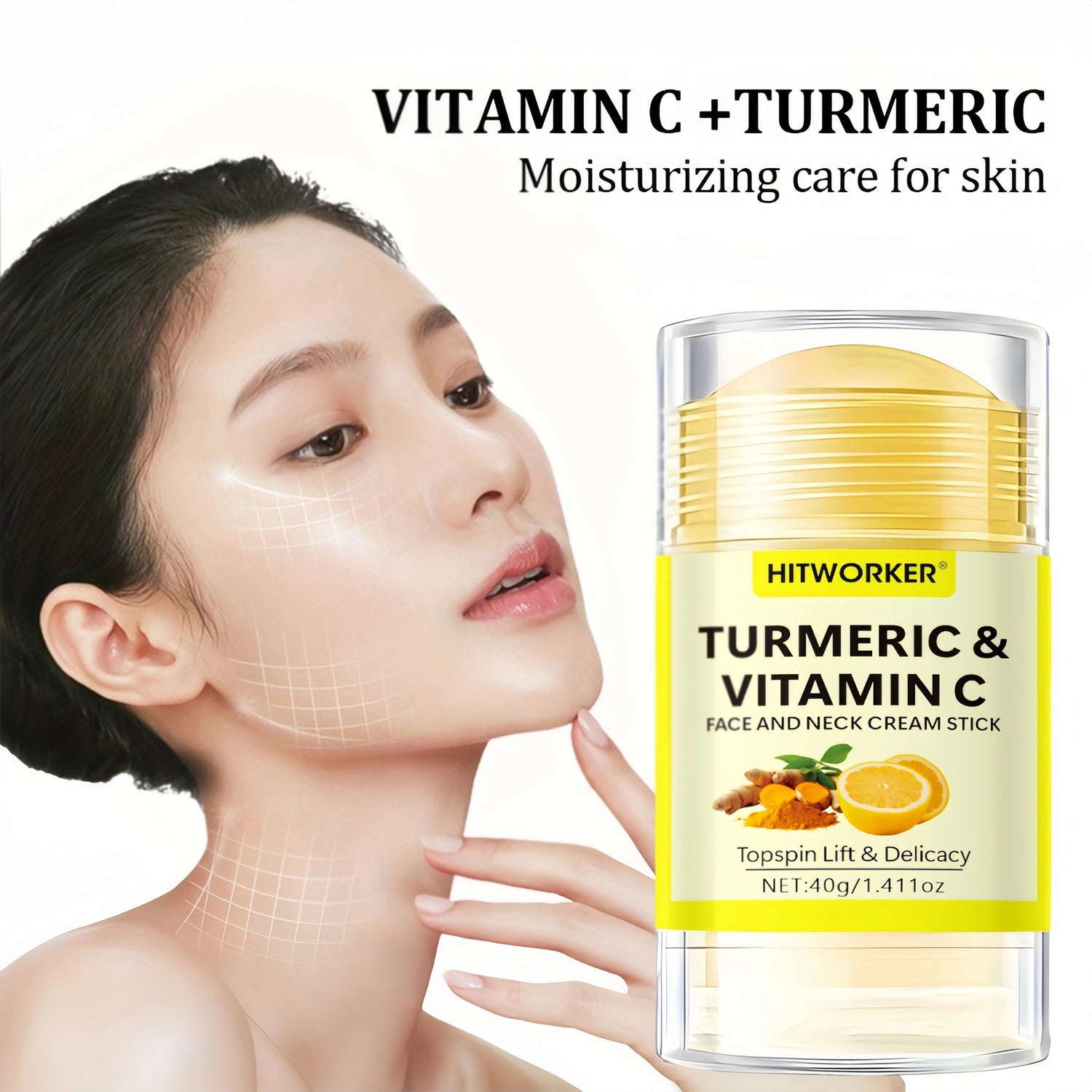 40g Yellow Turmeric Vitamin C Facial And Neck Cream Stick for Skin Brightening And Anti-Aging Khamik Shop Online