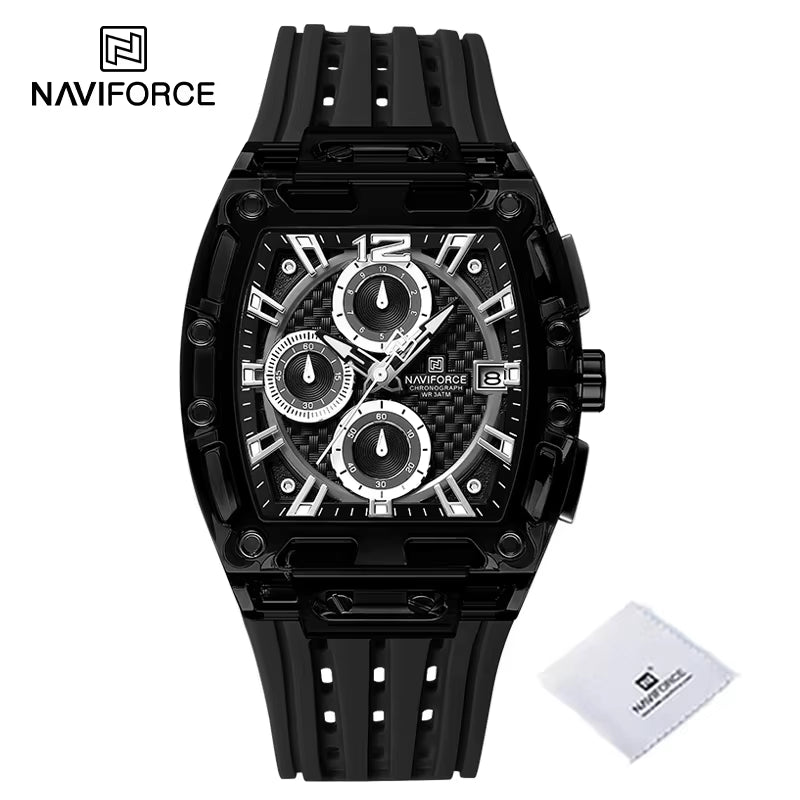 New  Men'S Quartz Multifunction Watches Fashion Sports Chronograph 5ATM Waterproof Silicone Band Casual Man Wrist Watch