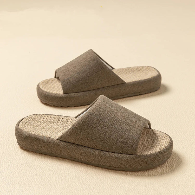 Summer Women Home Slippers Linen Summer Flats Shoes Breathable Sandals Comfortable Non-Slip Soft Slides Indoor Men Slippers Khamik Shop Online