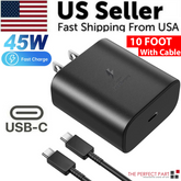 45W USB-C Super Fast Wall Charger 10FT Cable For Samsung Galaxy S20 Puce Gaia