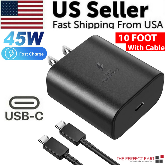 45W USB-C Super Fast Wall Charger 10FT Cable For Samsung Galaxy S20 Puce Gaia