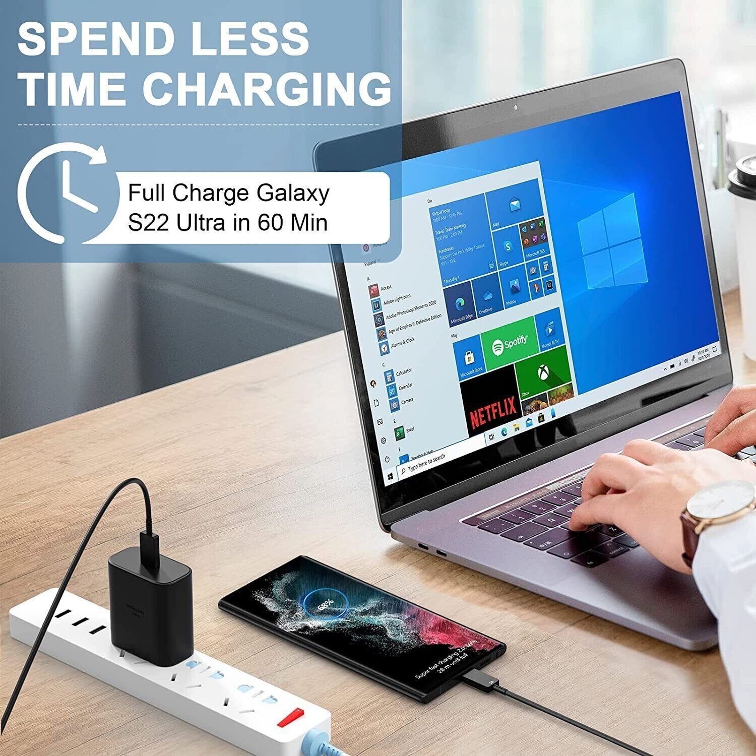 45W USB-C Super Fast Wall Charger 10FT Cable For Samsung Galaxy S20 Puce Gaia