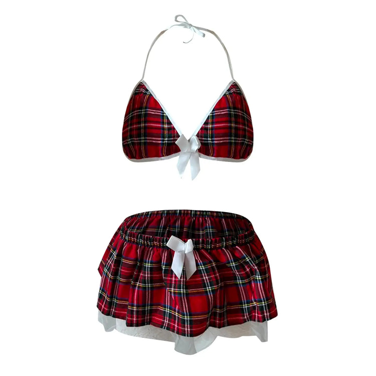 Sexy Lingerie School Girl Sleepwear Dress Nightwear Underwear Babydoll Puce Gaia