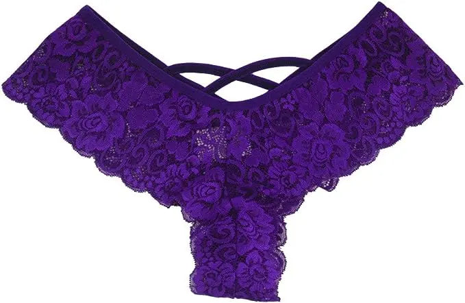 4 Pack Women Sexy Lace Underwear Lingerie Panties G-String Brief Thong Puce Gaia