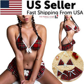 Sexy Lingerie School Girl Sleepwear Dress Nightwear Underwear Babydoll Puce Gaia