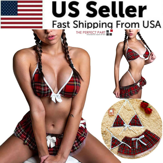 Sexy Lingerie School Girl Sleepwear Dress Nightwear Underwear Babydoll Puce Gaia