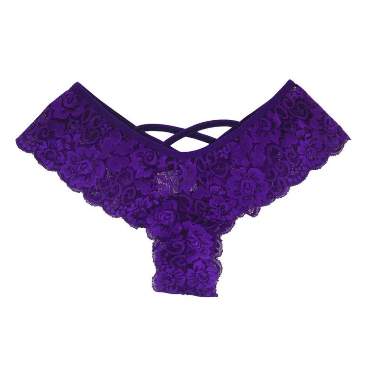 4 Pack Women Sexy Lace Underwear Lingerie Panties G-String Brief Thong Puce Gaia