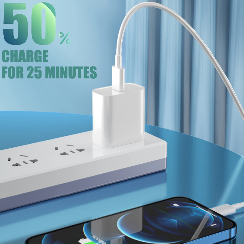 2024 20W USB-C Fast Charger PD Adapter Cable For iPhone 14/13/12/11 XR Puce Gaia