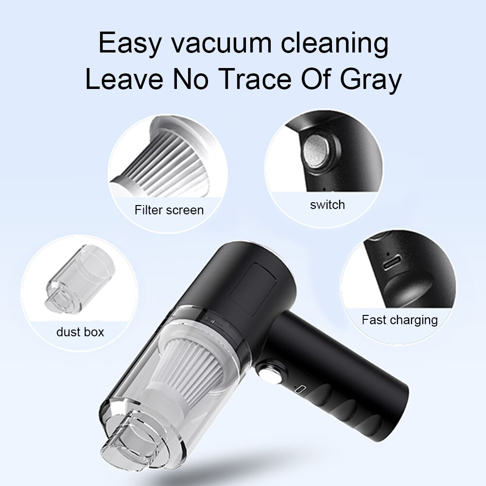 120W Cordless Handheld Vacuum Cleaner Small Mini Portable Car Auto Puce Gaia