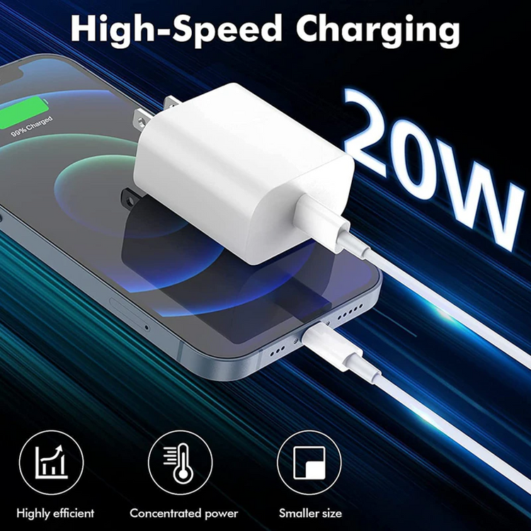 2024 20W USB-C Fast Charger PD Adapter Cable For iPhone 14/13/12/11 XR Puce Gaia