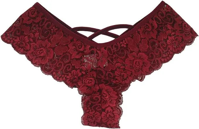 4 Pack Women Sexy Lace Underwear Lingerie Panties G-String Brief Thong Puce Gaia