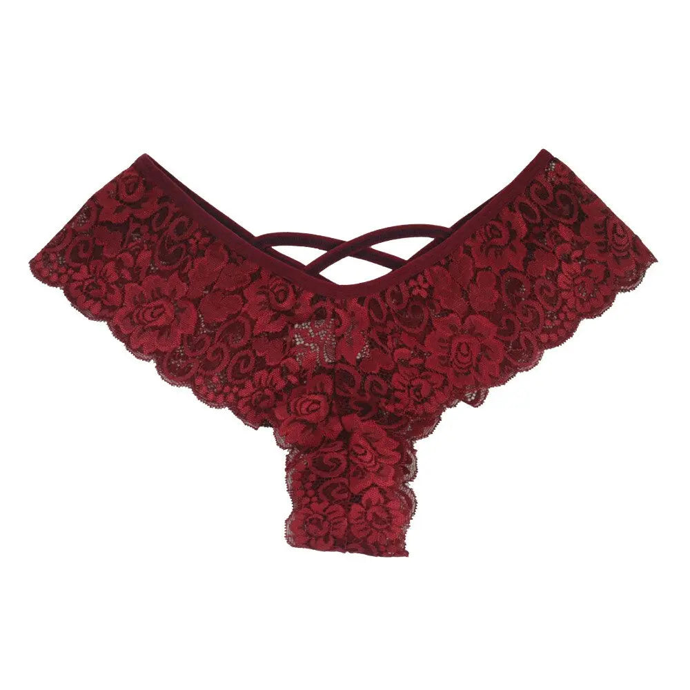 4 Pack Women Sexy Lace Underwear Lingerie Panties G-String Brief Thong Puce Gaia