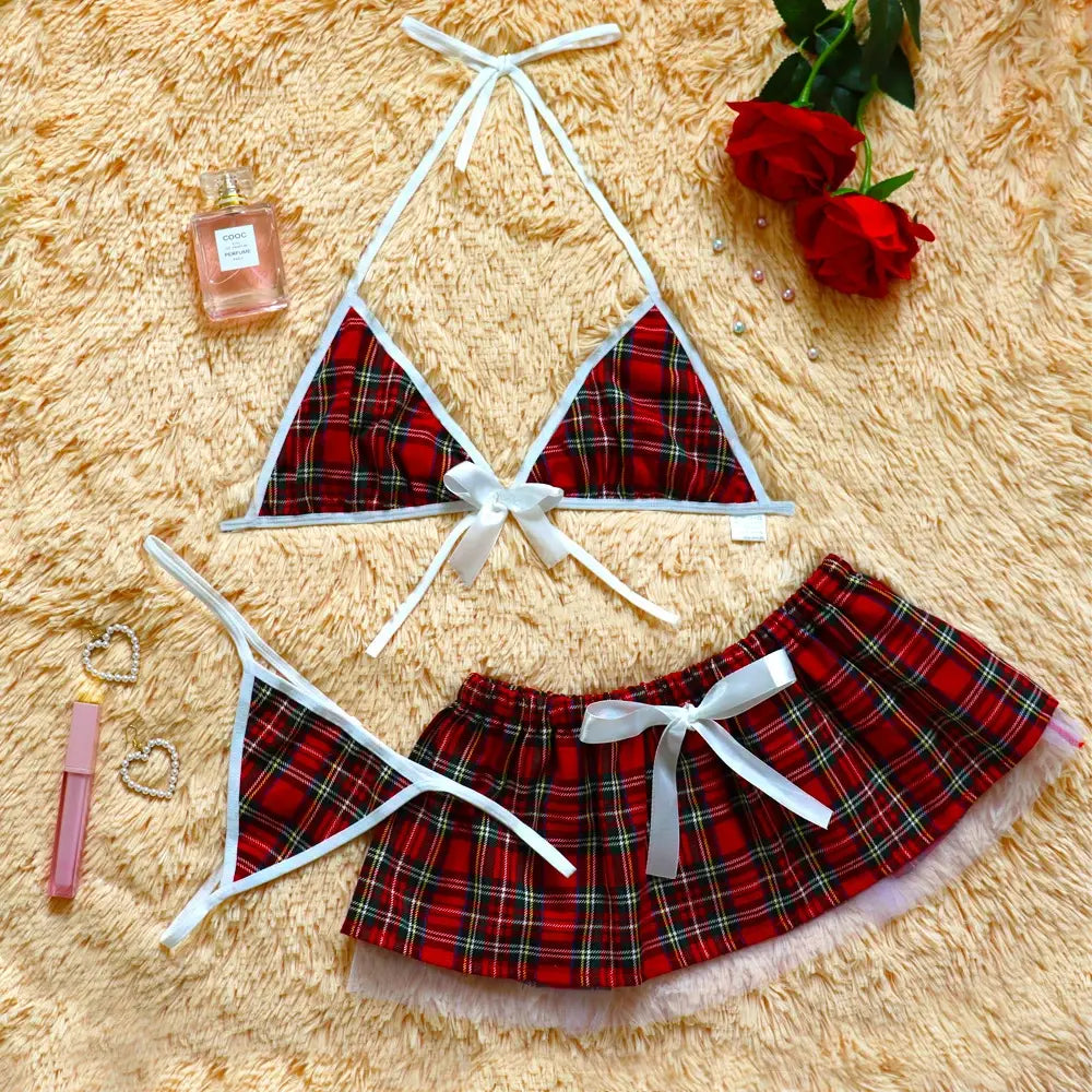 Sexy Lingerie School Girl Sleepwear Dress Nightwear Underwear Babydoll Puce Gaia