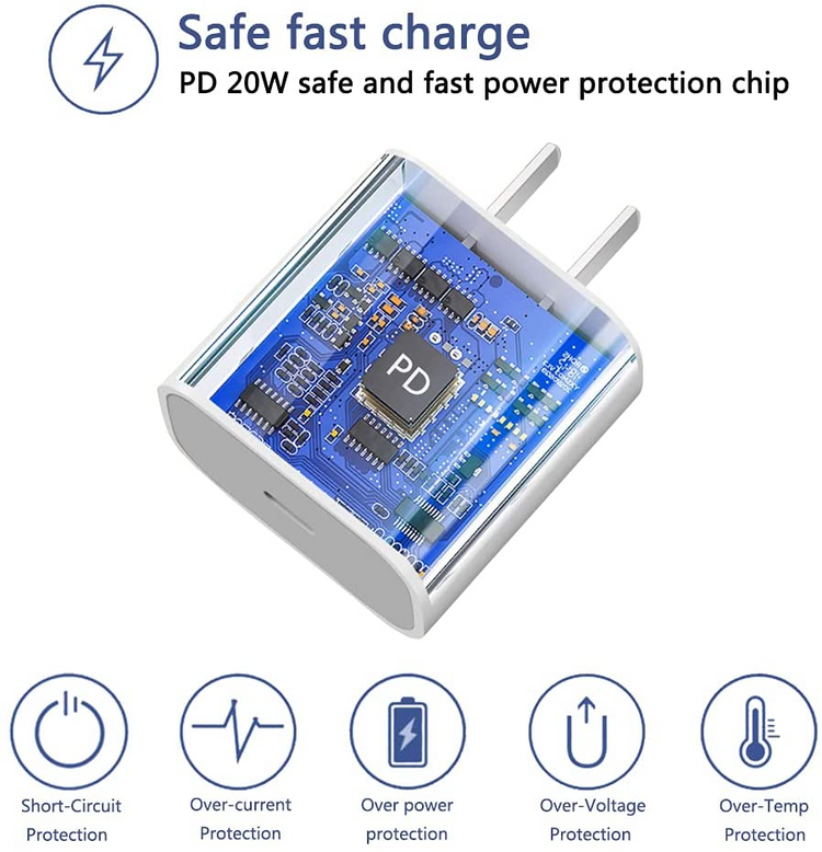 2024 20W USB-C Fast Charger PD Adapter Cable For iPhone 14/13/12/11 XR Puce Gaia