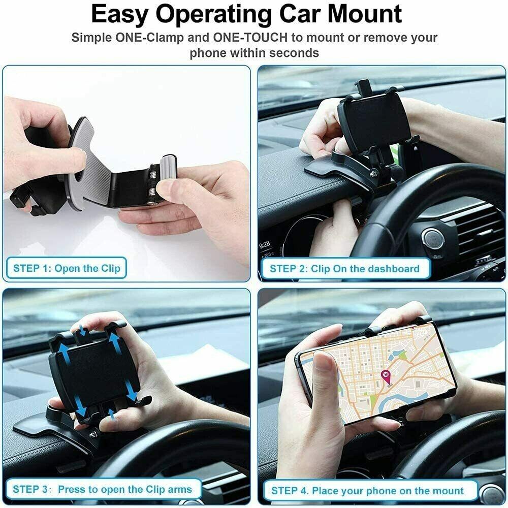 Universal Car Dashboard Mount Holder Stand Clamp Cradle Clip For Cell Puce Gaia