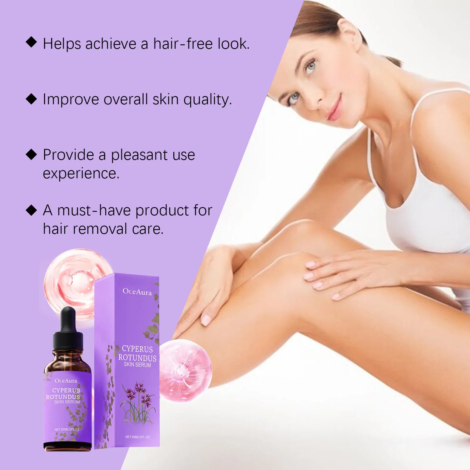 Cyperus Rotundus Oil for Hair Removal Prevent Hair Growth Products Remove Hair Inhibitor for Moisturizing Body Oil 60Ml