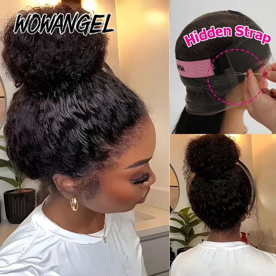 Hidden Strap 360 HD Full Lace Wigs Curly Human Hair WigS Pre Plucked Water Wave HD Lace Frontal WigS with Invisible Drawstring Khamik Shop Online