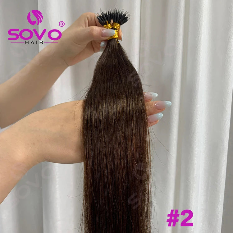 Nano Ring Hair Extensions Human Hair 100 Strands Remy European Straight Hair Natural Blonde Invisible Reusable Khamik Shop Online