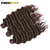 FREEDOM Synthetic Curly Braiding Hair Extensions 24 Inch/60 cm Long Deep Wavy Twist Crochet Braids Hair Ombre Brown Rainbow Hair Khamik Shop Online