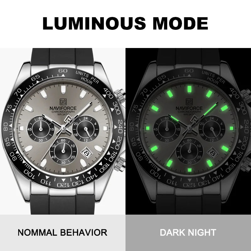 Casual Men'S Watch Waterproof Sports Quartz Clock Silicone Strap Chronograph Luminous Wristwatches Relogio Masculino