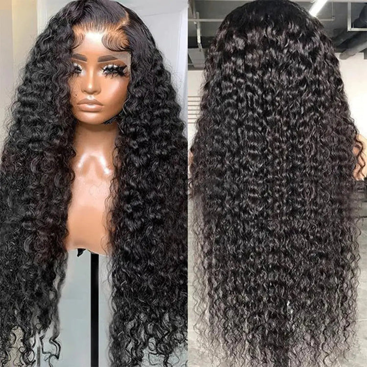 Deep Wave 40 30 inch 13x6 HD Transparent Lace Front Human Hair PrePlucked Brazilian Deep Wave Lace Frontal Wig with Deep Hair Khamik Shop Online
