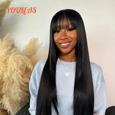 Bone Straight With Bangs 100% Human Hair Wig 360 Precut Transparent Lace Front Hair Wig Virgin Hair For Woman For Clearance Khamik Shop Online