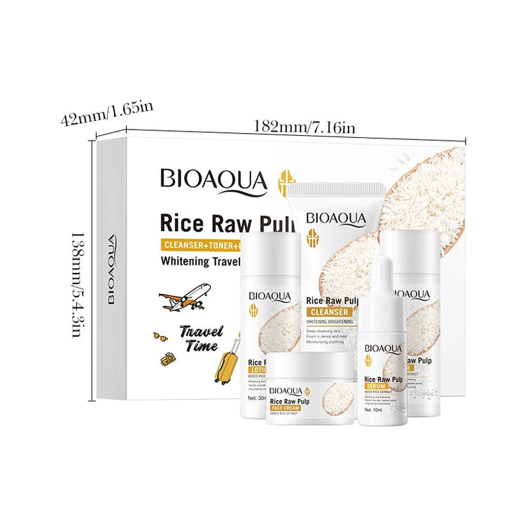 Rice Puree Skin Care Set Whitening Brighten Hydrating Moisturize Soothing facial cleanser+toner+essence+lotion+cream skincare Khamik Shop Online