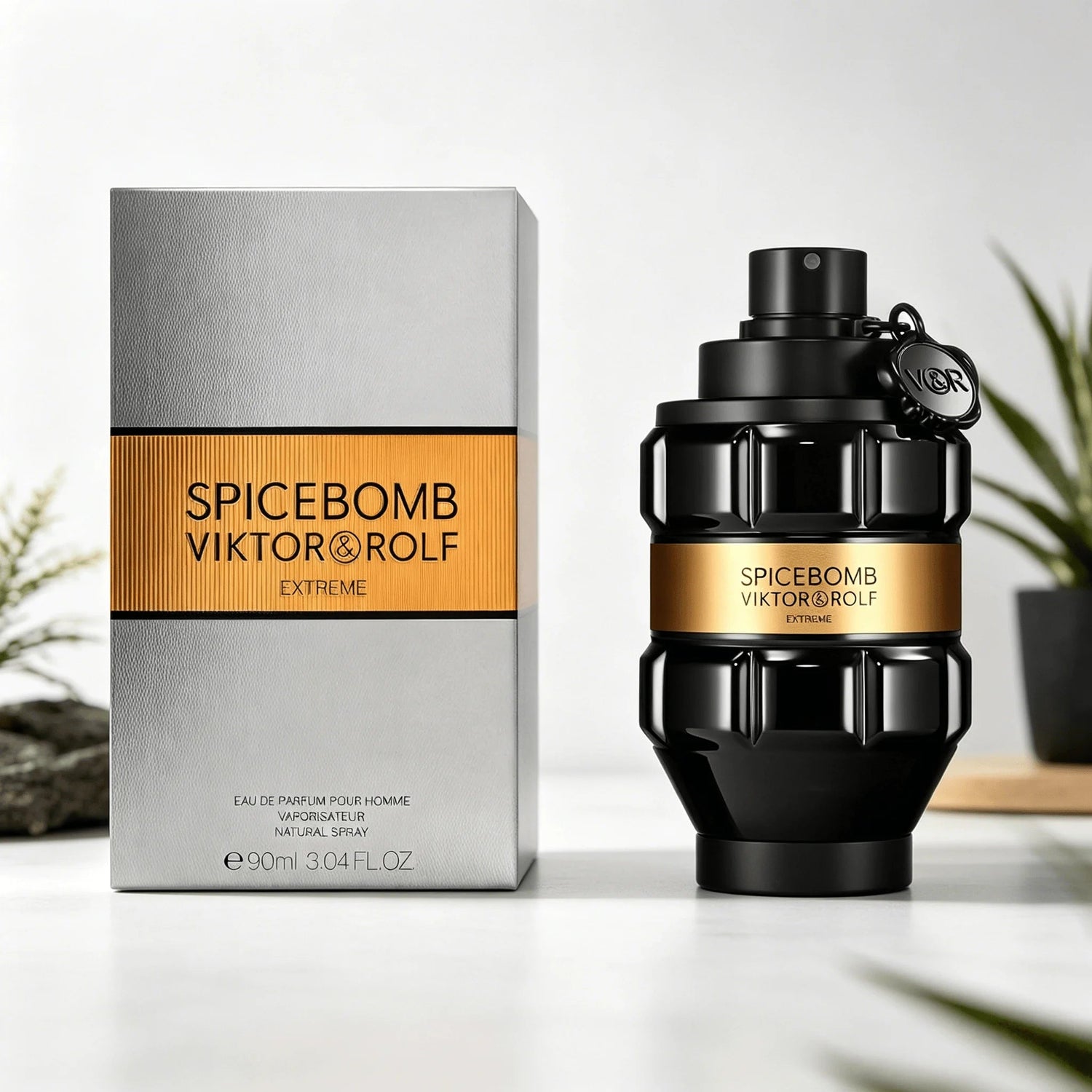 Viktor & Rolf Spicebomb Extreme Men EDP Perfume Rich Spicy Warm Tobacco Scent Matte Black Geometric Bottle Luxury Gold Band Gift Perfume for Him Khamik Shop Online