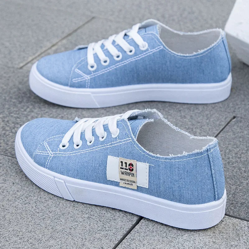 2026 Spring Summer Women Canvas Sneaker Low Top Denim Sneakers Ladies Popular Flat Canvas Board Shoes Female Sapatos Femininos Khamik Shop Online
