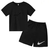 Summer Brand White T-shirt+Shorts Two-piece Set Kids New Clothing Fashion Letter Boy Girl3-13Yrs Sports Short-sleeved Casual Set Khamik Shop Online