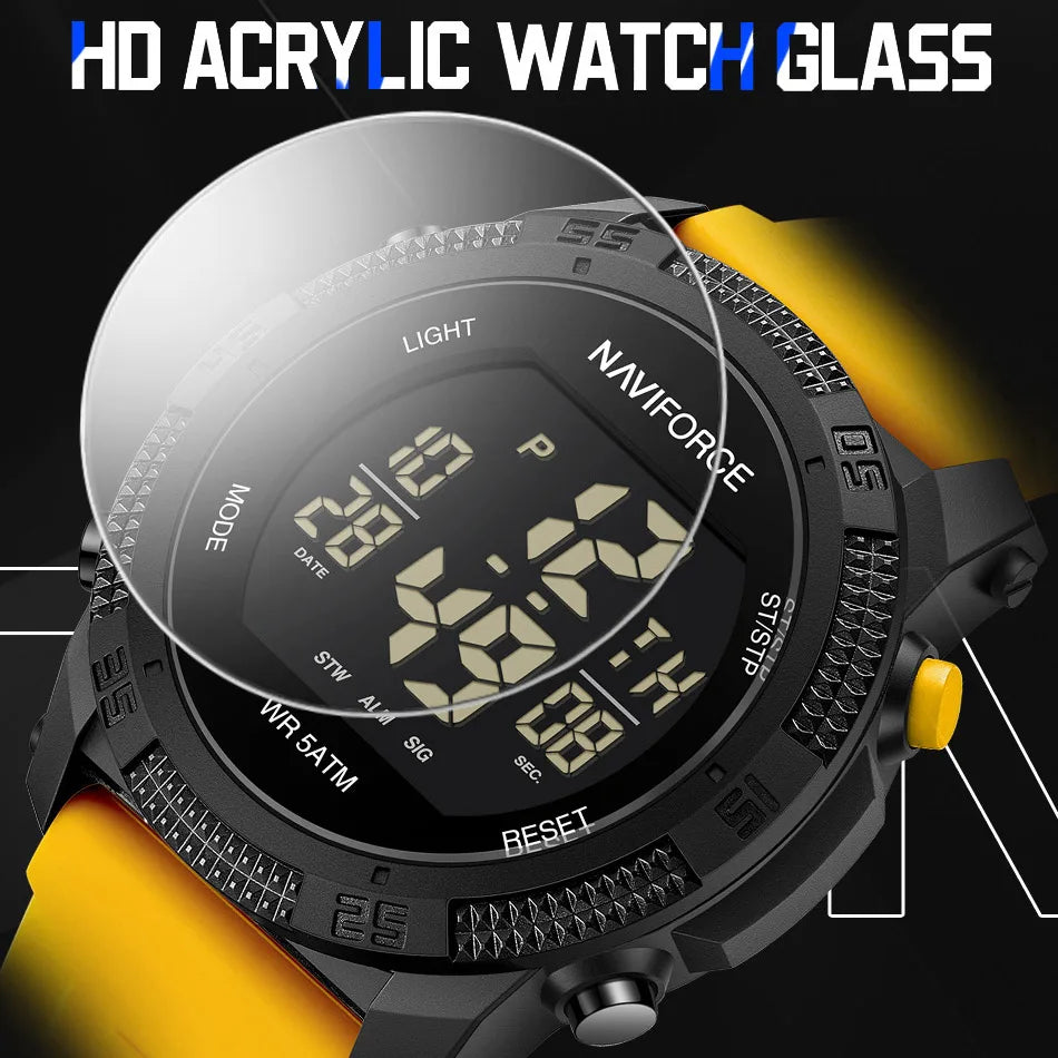Brand Original Men Fashion Watch Water Resistant Personality Wristwatches Luxury Silicone Strap Electronic Clock 2024