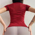 Women Yoga Shirts Sports T Shirt Summer Short Sleeve Round Neck Breathable Stretchy GYM Yoga Slim Fitness Active Top Tee Khamik Shop Online