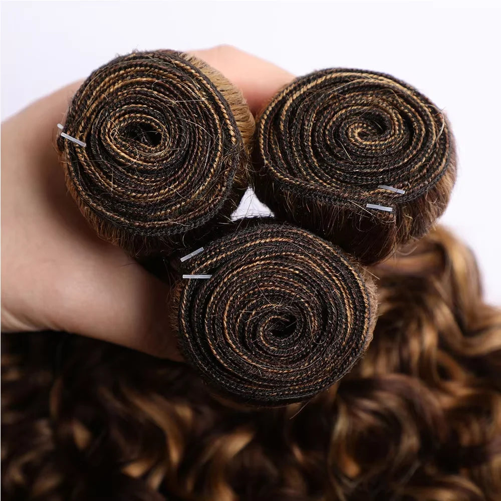 Highlight Deep Water Curly Bundles Human Hair Color 
