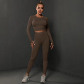 2Pcs Women Sets Energy Seamless Gym Suits Bubble Butt Sports Pants+Long Sleeve Shirts Push Up Running Sets Tracksuits Tights Set Khamik Shop Online
