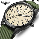 LIGE 2025 TOP NEW quartz wristwatch Arabic Watch for Men Luminous Green Nylon Luxury Leather Wrist Men Watch Montre Homme+BOX Khamik Shop Online