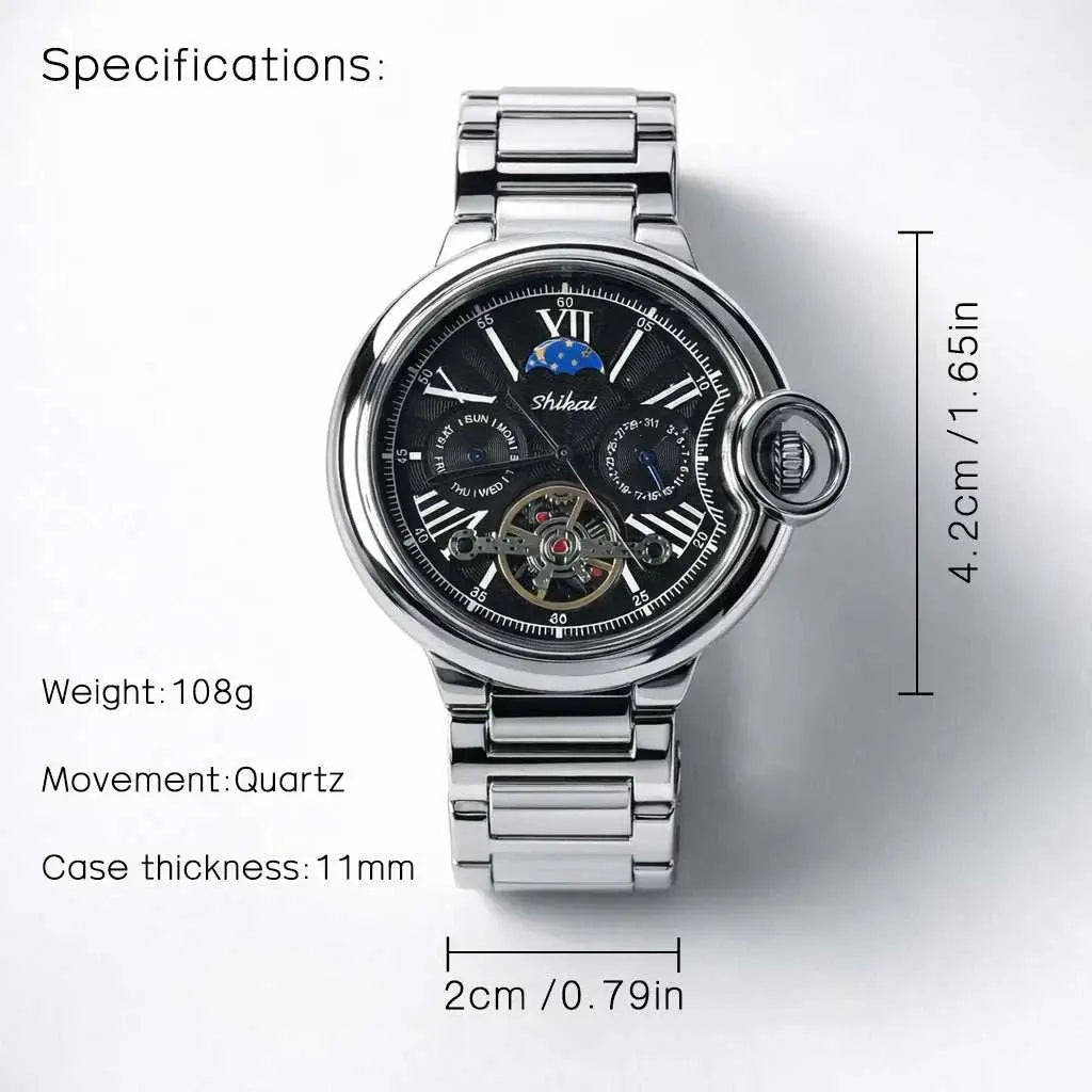 Mens Quartz Watch Stainless Steel Business Dress Wristwatch Roman Numeral Dial Daily Waterproof Gift Watch for Men Khamik Shop Online