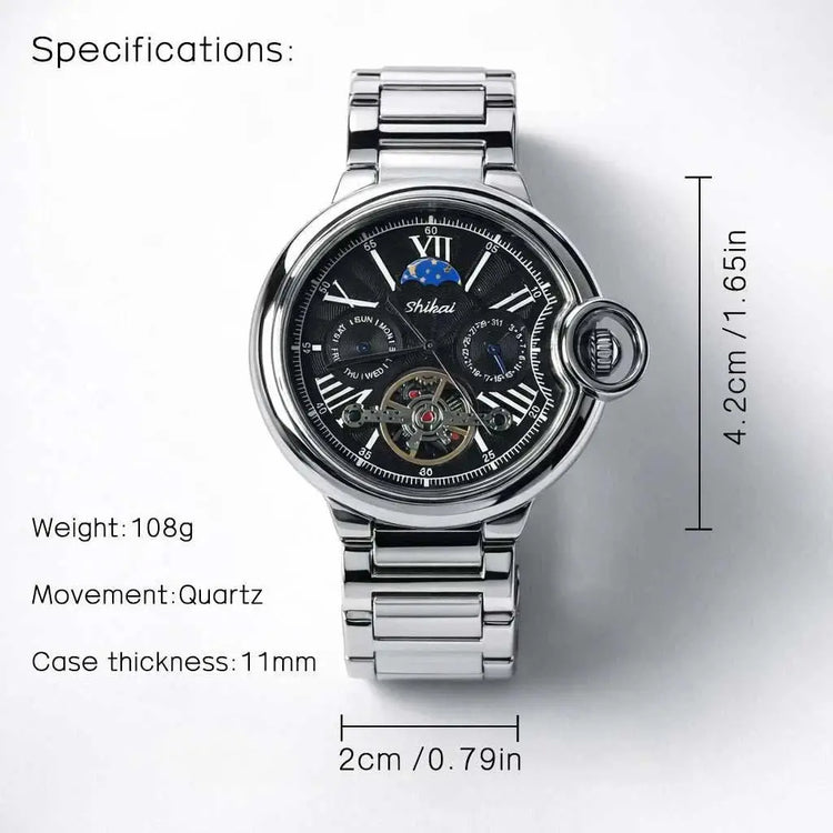 Mens Quartz Watch Stainless Steel Business Dress Wristwatch Roman Numeral Dial Daily Waterproof Gift Watch for Men Khamik Shop Online