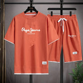 Fashionable casual T-shirt + shorts set for men. Men&