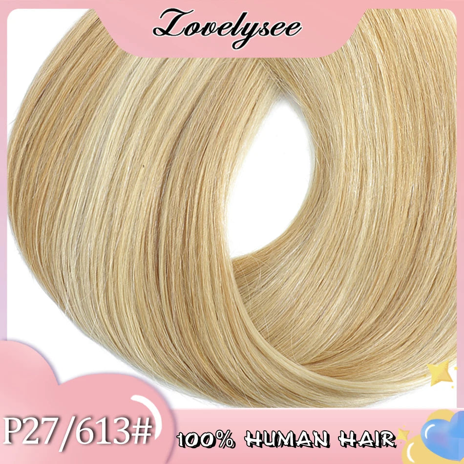 Lovelysee 3/4 Half Wig Human Hair With Clip in Hair Extensions Silky Straight Remy Hair Brown Color Soft 150% 180% Wig For Women Khamik Shop Online