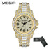 MEGIR Luxury Diamond Watches Unisex Fashion Analog Quartz Watch Bracelet Wristwatch Men Rhinestone Strap Relogios Masculino Khamik Shop Online