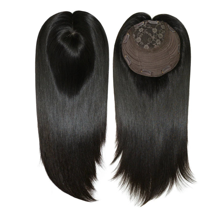 14 Inches Mogolian Cuticle Remy Hair Topper Silky Straight 8x8” Jewish Kosher Human Hairpieces Topper Free Style 120% Density Khamik Shop Online