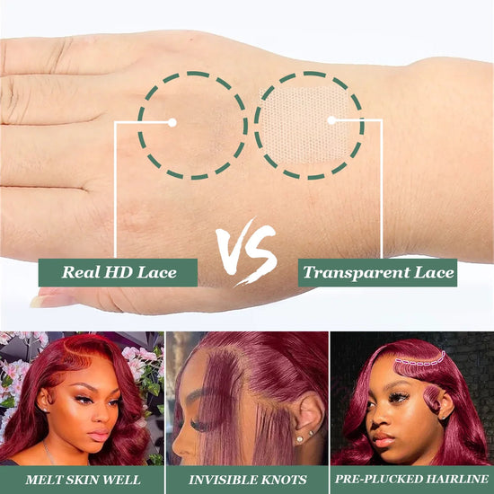Wine Red Burgundy 99J 40 Inches Long-length 200% High Density 13x6 13x4 HD Transparent Lace Frontal Wig Human Hair Wigs Body Wave Brazilian Hair Pre Plucked For Women Khamik Shop Online