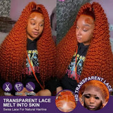 200% Density Ginger Orange Deep Wave Human Hair Wig 13x6 Hd Lace Front Human Hair Wig 