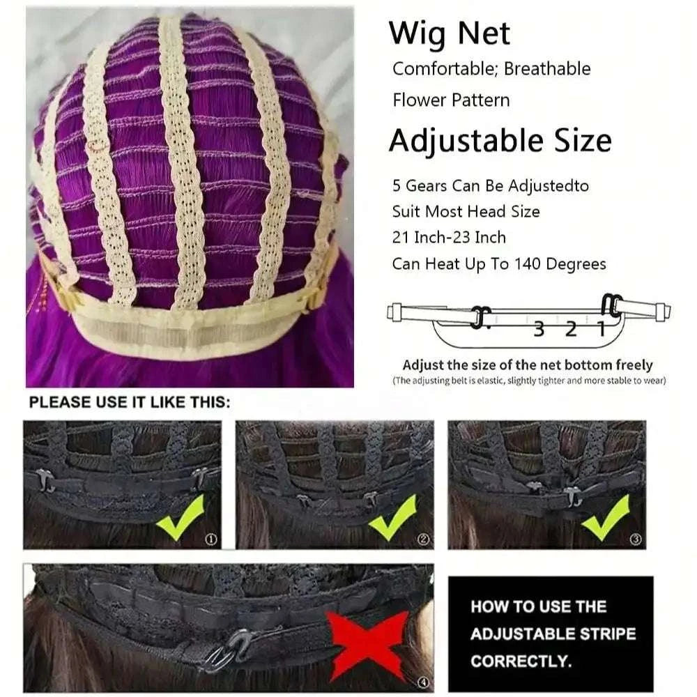 Short Purple Wavy Synthetic Wig With Side Bangs for Women Daily Cosplay Party Wear Khamik Shop Online