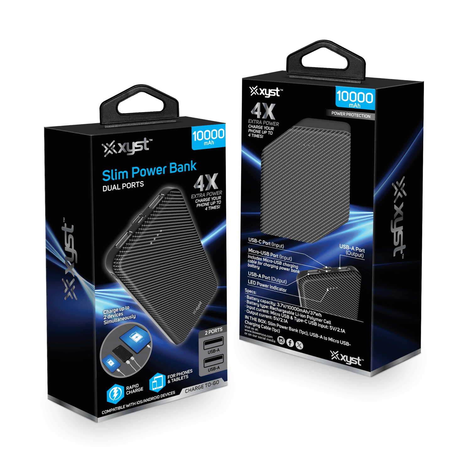 Xyst Super Slim 10000mAh Dual USB Power Bank Sky Iapetus